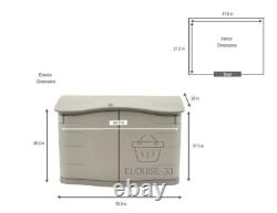 Outdoor Horizontal Storage Shed, Resin, Beige, FG374801OLVSS, New, Free Shipping