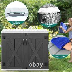 Outdoor Horizontal Storage Shed with X-Shaped Lockable Door, 35 Cu Ft