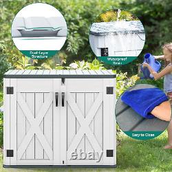 Outdoor Horizontal Storage Shed with X-Shaped Lockable Door, 35 Cu Ft Weather Re