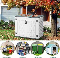 Outdoor Horizontal Storage Shed with X-Shaped Lockable Door, 35 Cu Ft Weather Re