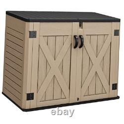Outdoor Horizontal Storage Shed with X-Shaped Lockable X-Shaped-35 cu ft Brown