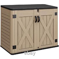 Outdoor Horizontal Storage Shed with X-Shaped Lockable X-Shaped-35 cu ft Brown