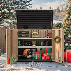 Outdoor Horizontal Storage Shed with X-Shaped Lockable X-Shaped-35 cu ft Brown