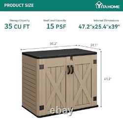 Outdoor Horizontal Storage Shed with X-Shaped Lockable X-Shaped-35 cu ft Brown