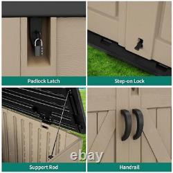 Outdoor Horizontal Storage Shed with X-Shaped Lockable X-Shaped-35 cu ft Brown