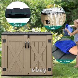 Outdoor Horizontal Storage Shed with X-Shaped Lockable X-Shaped-35 cu ft Brown