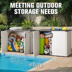 Outdoor Horizontal Storage Sheds 27 Cu. Ft Resin Large Weather White