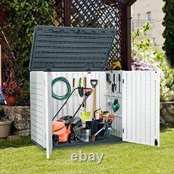 Outdoor Horizontal Storage Sheds, Weather Resistant Resin Tool Light Grey