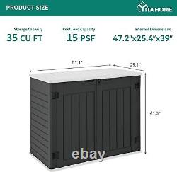 Outdoor Horizontal Storage Sheds Weather Resistant Resin Tool Shed Lockable US