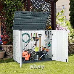 Outdoor Horizontal Storage Sheds WithO Shelf, 35 Cu Ft Lockable Resin Waterproof S