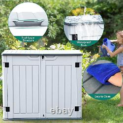 Outdoor Horizontal Storage Sheds WithO Shelf, 35 Cu Ft Lockable Resin Waterproof S