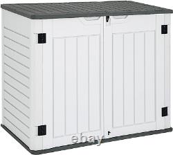 Outdoor Horizontal Storage Sheds WithO Shelf, 35 Cu Ft Lockable Resin Waterproof S