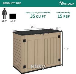 Outdoor Horizontal Storage Sheds WithO Shelf, Weather Resistant Resin Tool Shed, M