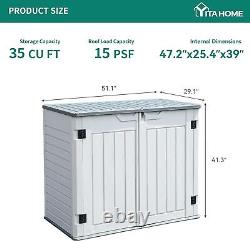 Outdoor Horizontal Storage Sheds witho Shelf, 35 Cu Ft Lockable