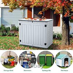 Outdoor Horizontal Storage Sheds witho Shelf, 35 Cu Ft Lockable Resin