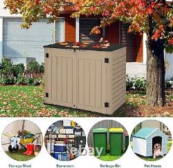 Outdoor Horizontal Storage Sheds witho Shelf, 35 Cu Ft Lockable Resin Waterproof