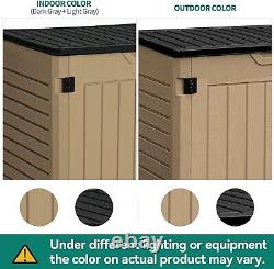 Outdoor Horizontal Storage Sheds witho Shelf, 35 Cu Ft Lockable Resin Waterproof