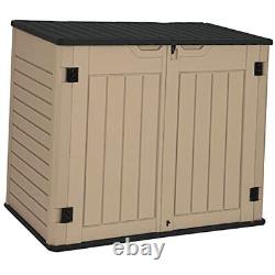 Outdoor Horizontal Storage Sheds witho Shelf, 35 Cu Ft Medium-35 cu ft Brown