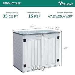 Outdoor Horizontal Storage Sheds witho Shelf, 35 Cu Medium-35 cu ft Light Grey