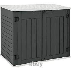 Outdoor Horizontal Storage Sheds witho Shelf, Weather Medium-35 cu ft Dark Gray