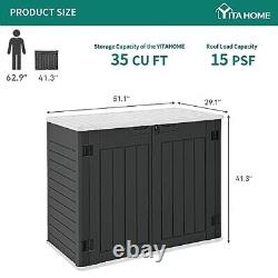 Outdoor Horizontal Storage Sheds witho Shelf, Weather Medium-35 cu ft Dark Gray