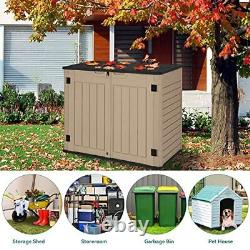 Outdoor Horizontal Storage Sheds witho Shelf, Weather Resistant 35 cu ft Brown