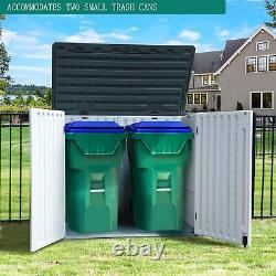 Outdoor Horizontal Storage Sheds witho Shelf, Weather Resistant Resin Tool Shed