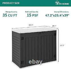 Outdoor Horizontal Storage Sheds witho Shelf, Weather Resistant Resin Tool Shed, M