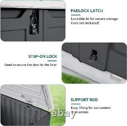 Outdoor Horizontal Storage Sheds witho Shelf, Weather Resistant Resin Tool Shed, M