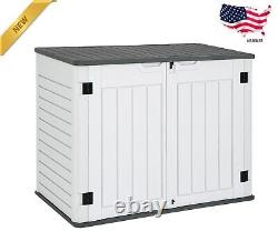 Outdoor Horizontal Storage Sheds witho Shelf Weather Resistant Resin Tool Shed NEW