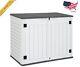 Outdoor Horizontal Storage Sheds Witho Shelf Weather Resistant Resin Tool Shed New