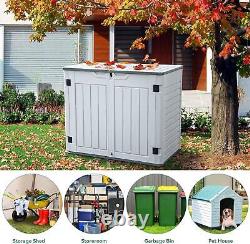 Outdoor Horizontal Storage Sheds witho Shelf Weather Resistant Resin Tool Shed NEW