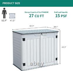 Outdoor Horizontal Storage Tool Sheds Weather Resistant Resin Multi-Opening Door