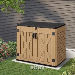 Outdoor Large Horizontal Storage Sheds, 35 Cu Ft Lockable Resin Waterproof Shed