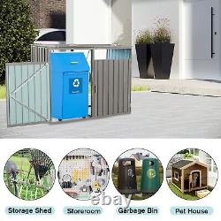 Outdoor Metal Storage Box Sheds Horizontal Cabinet Box for Trash Cans