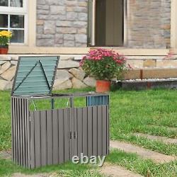 Outdoor Metal Storage Box Sheds Horizontal Cabinet Box for Trash Cans