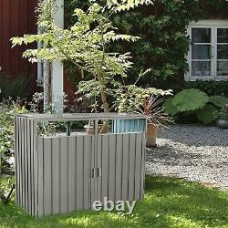 Outdoor Metal Storage Box Sheds Horizontal Cabinet Box for Trash Cans