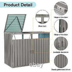 Outdoor Metal Storage Box Sheds Horizontal Cabinet Box for Trash Cans