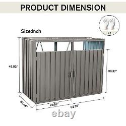 Outdoor Metal Storage Box Sheds Horizontal Cabinet Box for Trash Cans