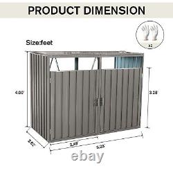 Outdoor Metal Storage Box Sheds Horizontal Cabinet Box for Trash Cans
