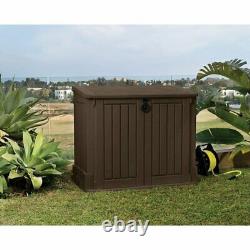 Outdoor Plastic 4x2.5 Ft Storage Garage Shed Horizontal Garden Utility Box Brown