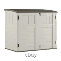 Outdoor Plastic Horizontal Storage Shed Backyard Garden Tool Shed Stoney Gray