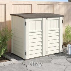 Outdoor Plastic Horizontal Storage Shed Backyard Garden Tool Shed Stoney Gray