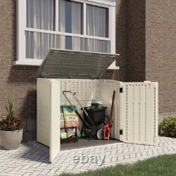 Outdoor Plastic Horizontal Storage Shed Backyard Garden Tool Shed Stoney Gray