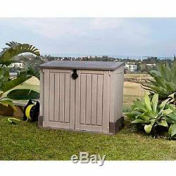 Outdoor Plastic Storage Shed Horizontal Garden Garage Tool Utility Box Weather