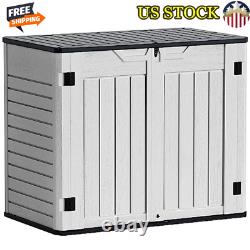 Outdoor Resin Storage Shed 34 Cu Ft Large Capacity Tool Box Weather Resistant US