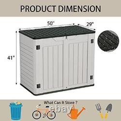 Outdoor Resin Storage Shed 34 Cu Ft Large Capacity Tool Box Weather Resistant US