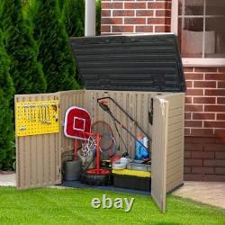 Outdoor Resin Storage Sheds, 39 in Height Lockable Medium-4.3x3.4ft Brown
