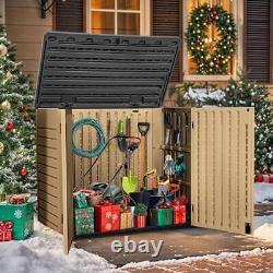 Outdoor Resin Storage Sheds, 39 in Height Lockable Medium-4.3x3.4ft Brown