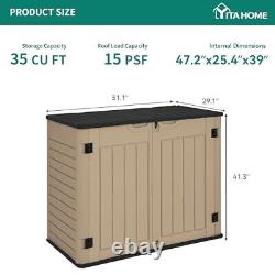 Outdoor Resin Storage Sheds, 39 in Height Lockable Medium-4.3x3.4ft Brown
